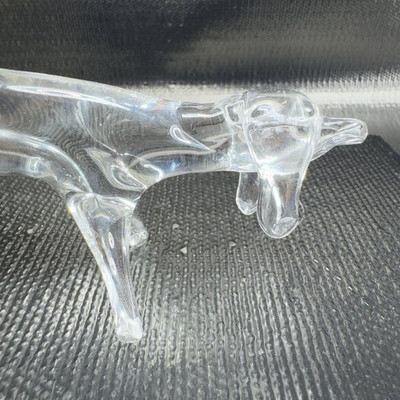 Vintage Clear Hand blown Art Glass Dachshund Wiener Dog Figurine Delicate Figure - Picture 8 of 11